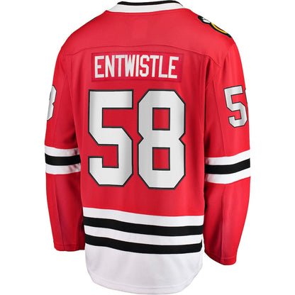 C.Blackhawks #58 MacKenzie Entwistle Fanatics Branded Home Breakaway Player Jersey Red Stitched American Hockey Jerseys CustomName