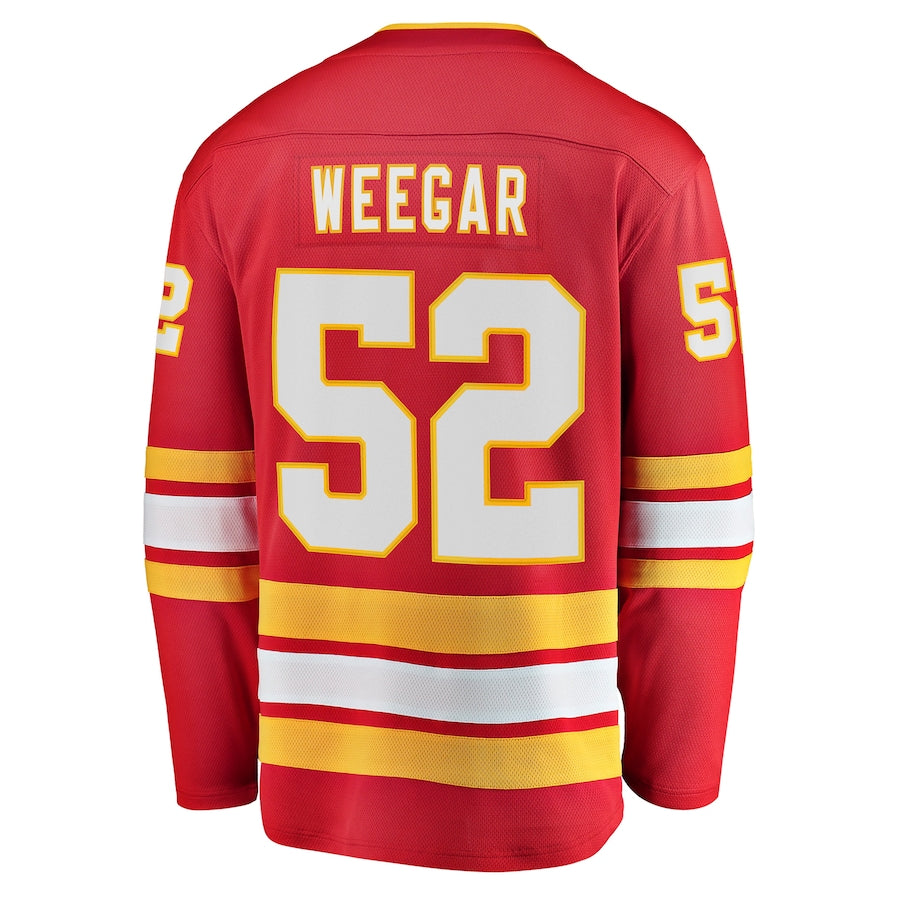 C.Flames #52 MacKenzie Weegar Fanatics Branded Home Breakaway Player Jersey Red Stitched American Hockey Jerseys CustomName