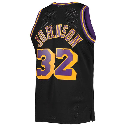 LA.Lakers #32 Magic Johnson Mitchell & Ness 1984-85 Hardwood Classics Reload 2.0 Throwback Swingman Jersey Black Stitched American Basketball Jersey