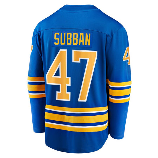 B.Sabres #47 Malcolm Subban Fanatics Branded Home Breakaway Player Jersey Royal Stitched American Hockey Jerseys CustomName