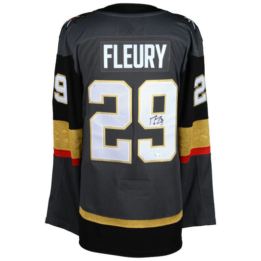 V.Golden Knights #29 Marc-Andre Fleury Fanatics Authentic Autographed Black Gray Stitched American Hockey Jerseys CustomName