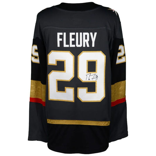 V.Golden Knights #29 Marc-Andre Fleury Fanatics Authentic Autographed Black Breakaway Jersey Stitched American Hockey Jerseys CustomName