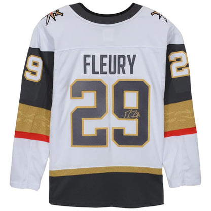 V.Golden Knights #29 Marc-Andre Fleury Fanatics Authentic Autographed Breakaway Jersey White Stitched American Hockey Jerseys CustomName