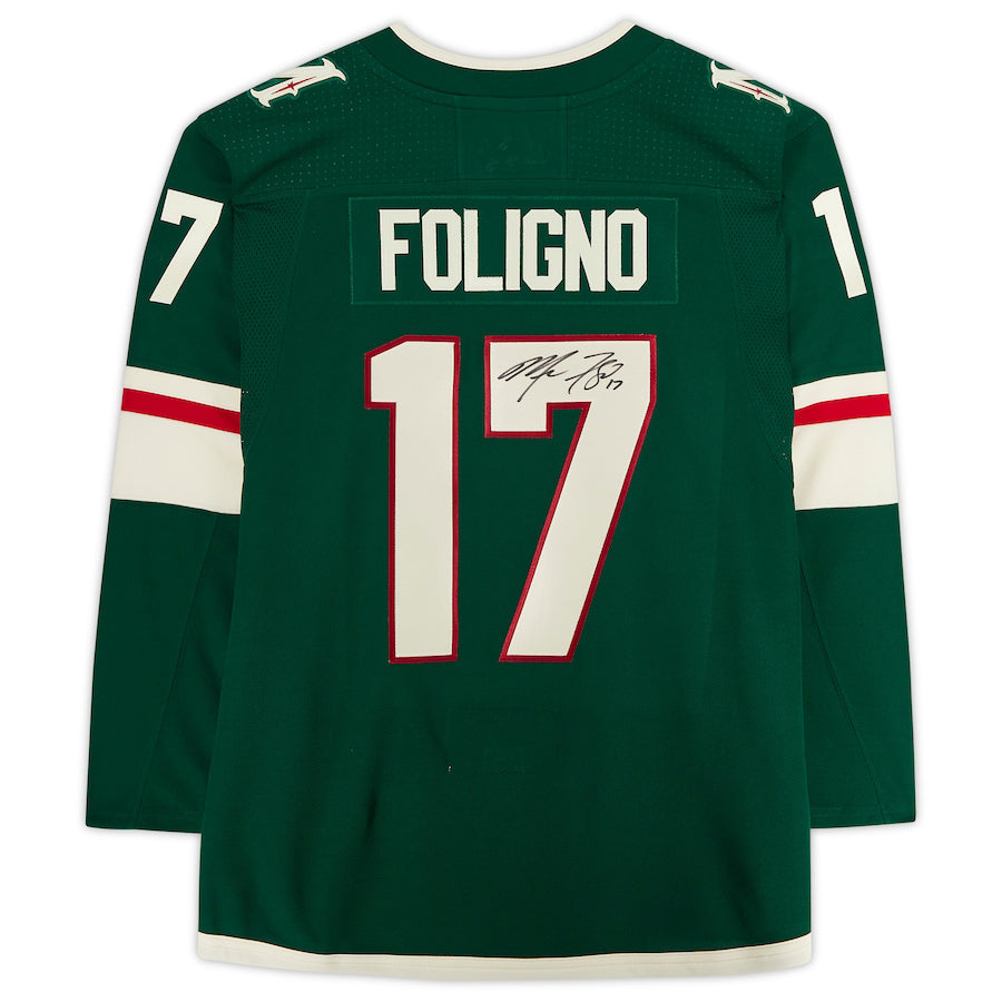 M.Wild #17 Marcus Foligno Fanatics Authentic Autographed Jersey Green Stitched American Hockey Jerseys CustomName