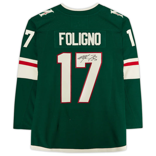 M.Wild #17 Marcus Foligno Fanatics Authentic Autographed Jersey Green Stitched American Hockey Jerseys CustomName