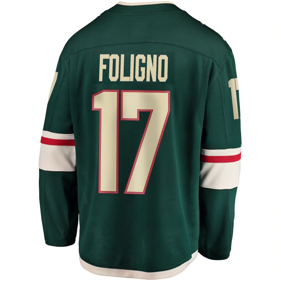 M.Wild #17 Marcus Foligno Fanatics Branded Breakaway Player Jersey Green Stitched American Hockey Jerseys CustomName
