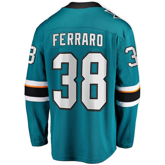 SJ.Sharks #38 Mario Ferraro Fanatics Branded Replica Player Jersey Teal Stitched American Hockey Jerseys CustomName
