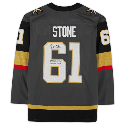 V.Golden Knights #61 Mark Stone Fanatics Authentic Autographed with Captain Of The Round Table Inscription  Limited Edition of 61 Gray Alternate Jersey Hockey Jerseys CustomName