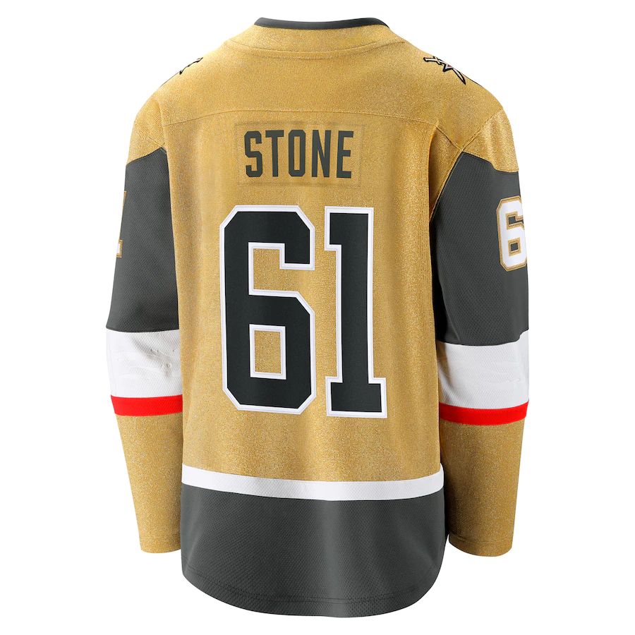 V.Golden Knights #61 Mark Stone Fanatics Branded 2020-21 Home Premier Breakaway Player Jersey Gold Alternate Jersey Hockey Jerseys CustomName
