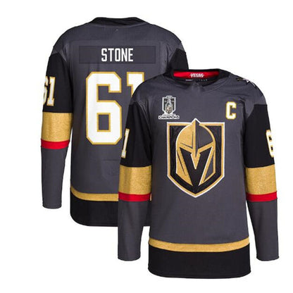 V.Golden Knights #61 Mark Stone 2023 Stanley Cup Champions Authentic Alternate Player Jersey - Gray Hockey Jerseys CustomName