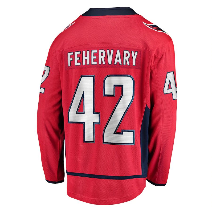 W.Capitals #42 Martin Fehervary  Fanatics Branded Home Breakaway Player Jersey Red Stitched American Hockey Jerseys CustomName