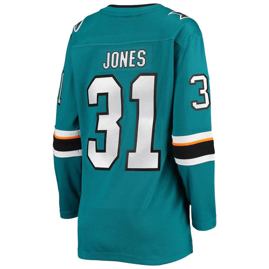 SJ.Sharks #31 Martin Jones Fanatics Branded Breakaway Home Team Player Jersey  Teal Stitched American Hockey Jerseys CustomName
