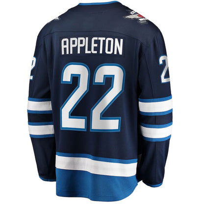 W.Jets #22 Mason Appleton Fanatics Branded Home Breakaway Jersey  Navy Stitched American Hockey Jerseys CustomName