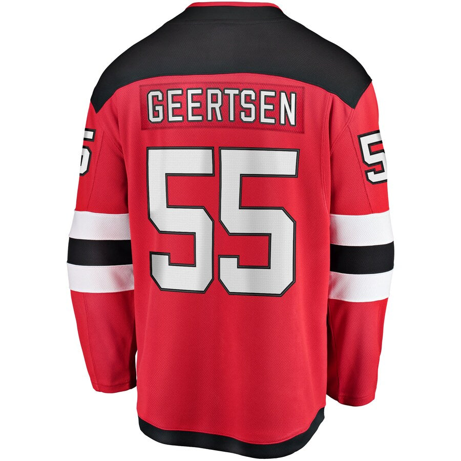 NJ.Devils #55 Mason Geertsen Fanatics Branded Home Breakaway Player Jersey Red Stitched American Hockey Jerseys CustomName