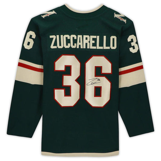 M.Wild #36 Mats Zuccarello Fanatics Authentic Autographed Jersey Green Stitched American Hockey Jerseys CustomName