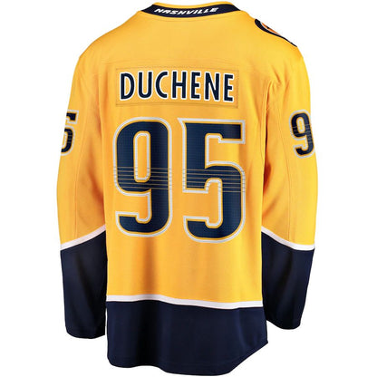 N.Predators #95 Matt Duchene Fanatics Branded Home Premier Breakaway Player Jersey Gold Stitched American Hockey Jerseys CustomName