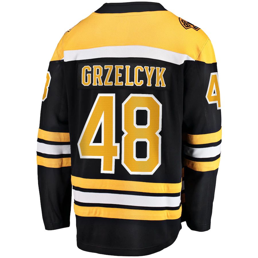 B.Bruins #48 Matt Grzelcyk Fanatics Branded Team Home Breakaway Player Jersey Black Stitched American Hockey Jerseys CustomName