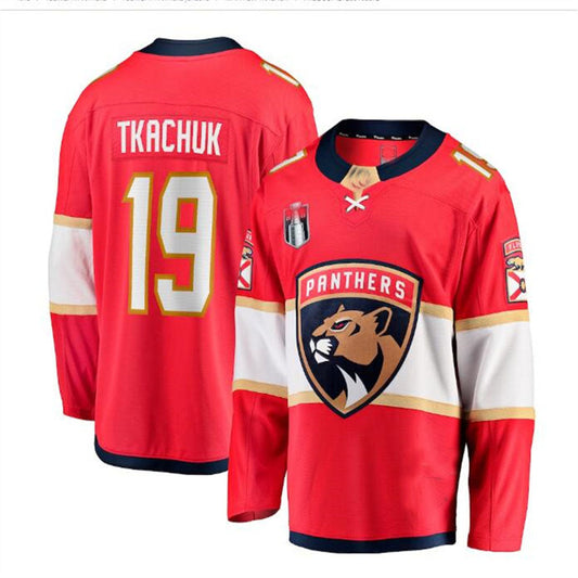 F.Panthers #19 Matthew Tkachuk Fanatics Branded 2023 Stanley Cup Final Home Breakaway Player Jersey - Red Stitched American Hockey Jerseys CustomName