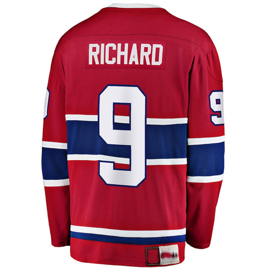 M.Canadiens #9 Maurice Richard Fanatics Branded Premier Breakaway Retired Player Jersey  Red Stitched American Hockey Jerseys CustomName