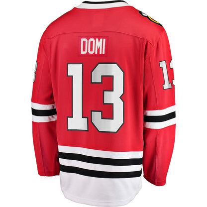 C.Blackhawks #13 Max Domi Fanatics Branded Home Breakaway Player Jersey Red Stitched American Hockey Jerseys CustomName