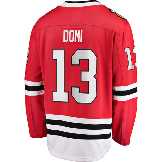C.Blackhawks #13 Max Domi Fanatics Branded Home Breakaway Player Jersey Red Stitched American Hockey Jerseys CustomName