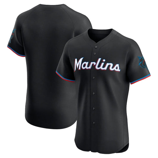 Miami Marlins Alternate Vapor Premier Elite Patch Jersey - Black Stitched Baseball Jersey