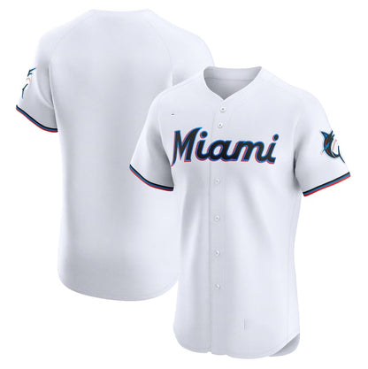 Miami Marlins Home Elite Jersey - White Stitched Baseball Jersey