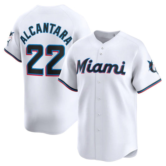 Miami Marlins #22 Sandy Alcantara Home Limited Player Jersey - White Stitched Baseball Jersey