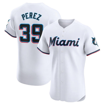 Miami Marlins #39 Eury Perez Home Elite Player Jersey - White Stitched Baseball Jersey