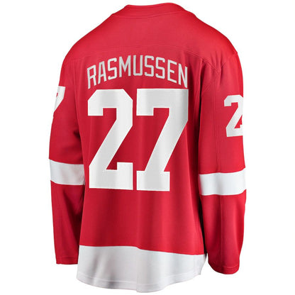 D.Red Wings #27 Michael Rasmussen Fanatics Branded Home Breakaway Player Jersey Red Stitched American Hockey Jerseys CustomName