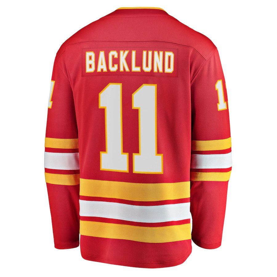 C.Flames #11 Mikael Backlund Fanatics Branded Home Breakaway Player Jersey Red Stitched American Hockey Jerseys CustomName