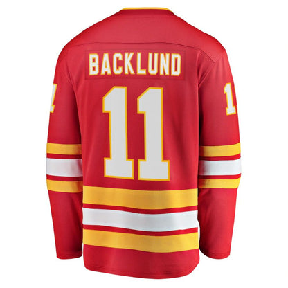 C.Flames #11 Mikael Backlund Fanatics Branded Home Breakaway Player Jersey Red Stitched American Hockey Jerseys CustomName