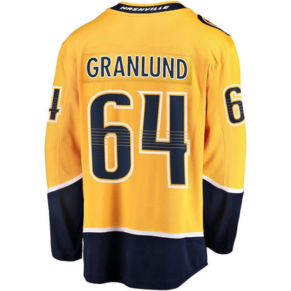 N.Predators #64 Mikael Granlund Fanatics Branded Replica Player Jersey  Gold Stitched American Hockey Jerseys CustomName