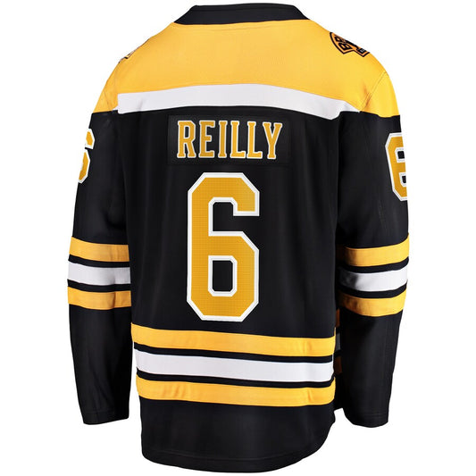 B.Bruins #6 Mike Reilly Fanatics Branded 2017-18 Home Breakaway Replica Jersey Black Stitched American Hockey Jerseys CustomName