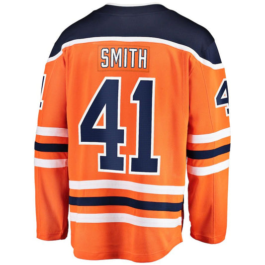 E.Oilers #41 Mike Smith Fanatics Branded Breakaway Team Color Player Jersey Orange Stitched American Hockey Jerseys CustomName