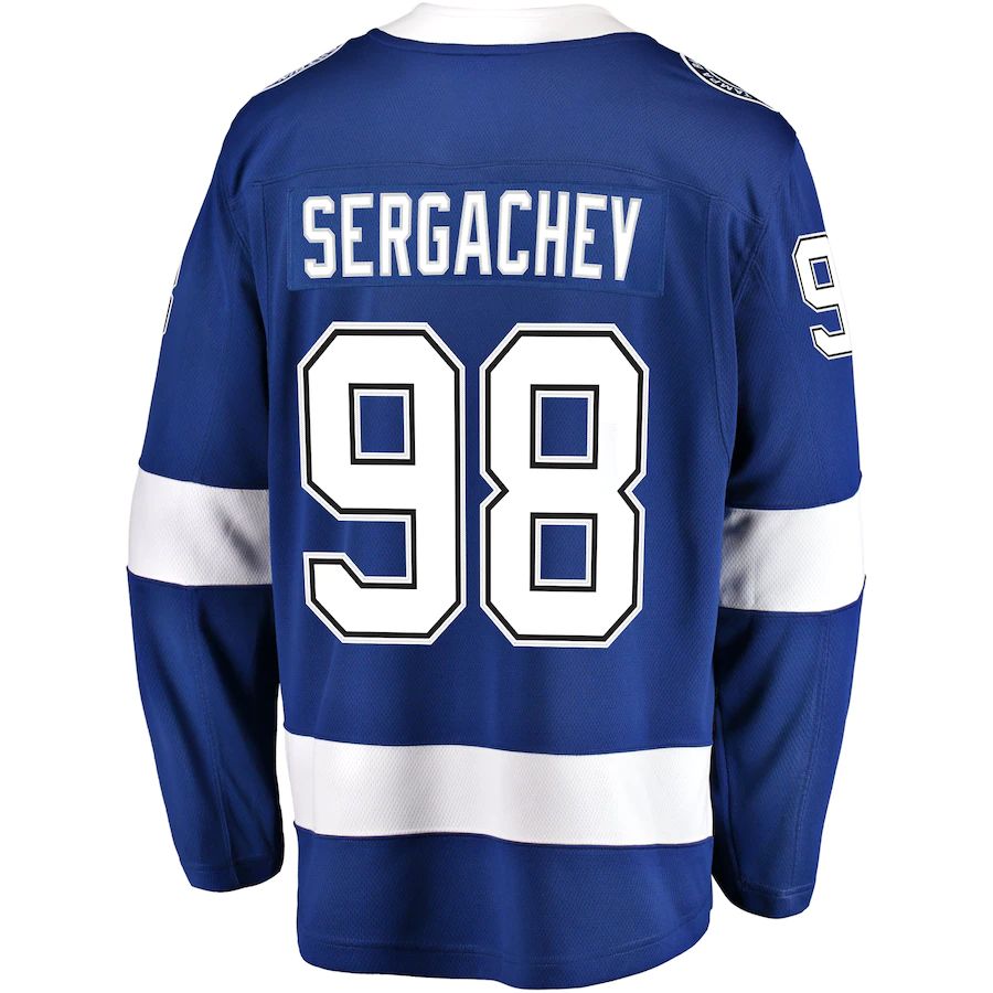 TB.Lightning #98 Mikhail Sergachev Fanatics Branded Home Breakaway Player Jersey Blue Stitched American Hockey Jerseys CustomName