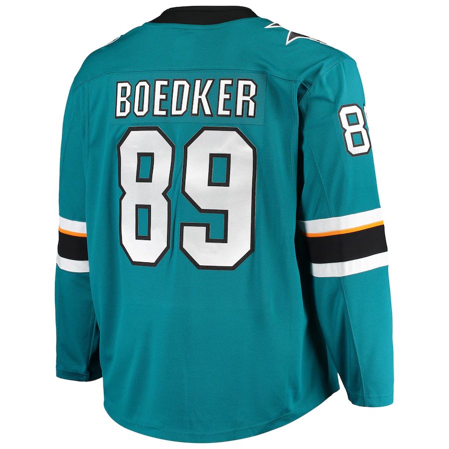 SJ.Sharks #89 Mikkel Boedker Fanatics Branded Breakaway Home Player Jersey Teal Stitched American Hockey Jerseys CustomName