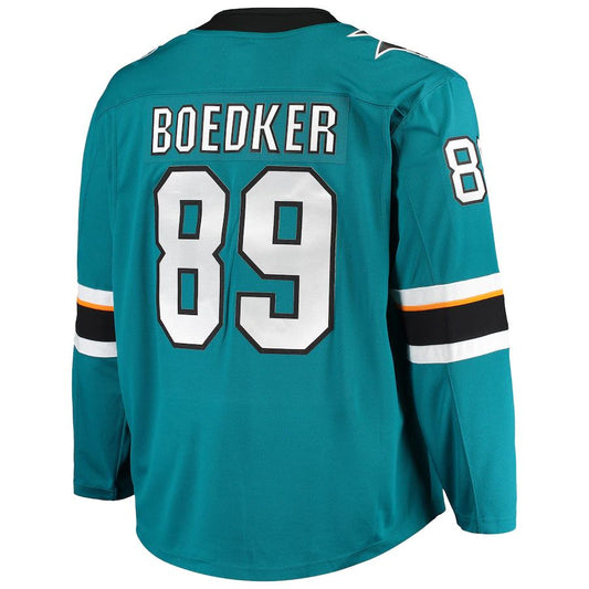SJ.Sharks #89 Mikkel Boedker Fanatics Branded Breakaway Home Player Jersey Teal Stitched American Hockey Jerseys CustomName