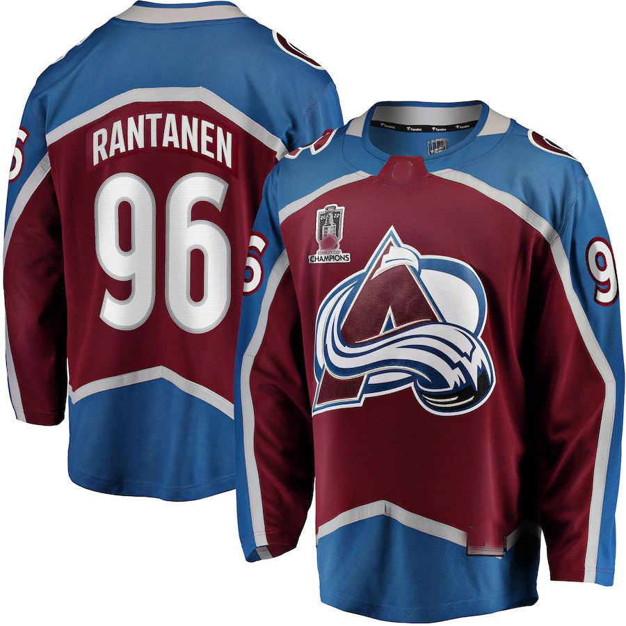 C.Avalanche #96 Mikko Rantanen Fanatics Branded Home 2022 Stanley Cup Champions Breakaway Player Jersey Burgundy Stitched American Hockey Jerseys CustomName