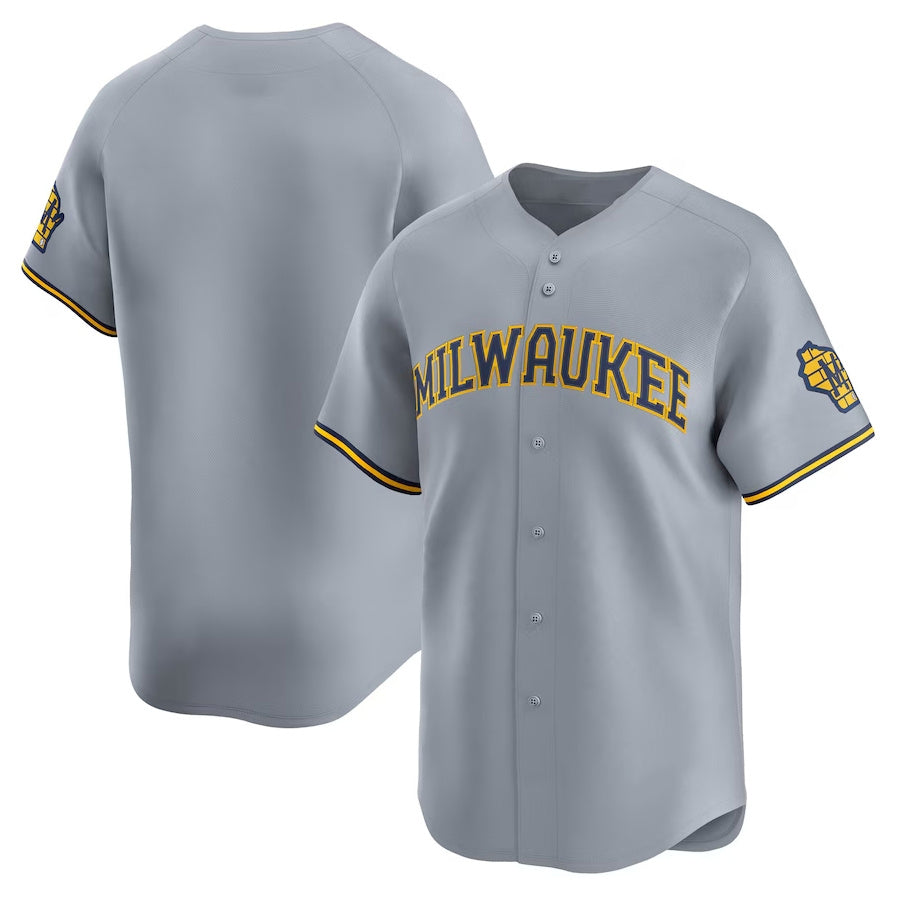 Milwaukee Brewers Away Limited Jersey - Gray Stitched Baseball Jersey