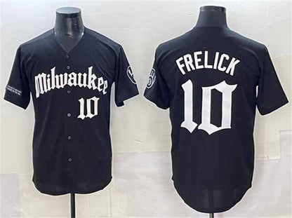 Milwaukee Brewers #10 Sal Frelick Black 'Gothic 414 Shadows Edition' Vapor Premier Limited Stitched Baseball Jersey
