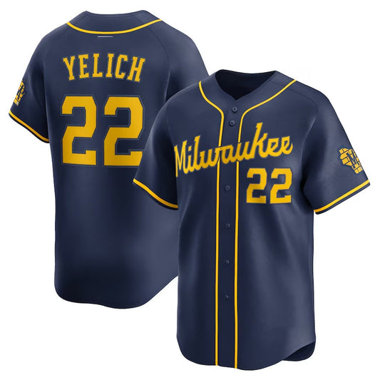 Milwaukee Brewers #22 Christian Yelich Alternate Limited Jersey - Navy Stitched Baseball Jersey
