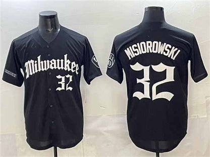Milwaukee Brewers #32 Jacob Misiorowski Black 'Gothic 414 Shadows Edition' Vapor Premier Limited Stitched Baseball Jersey