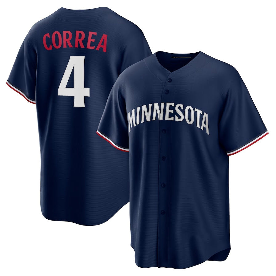 Minnesota Twins #4 Carlos Correa Alternate Replica Player Jersey - Navy Stitched Baseball Jersey