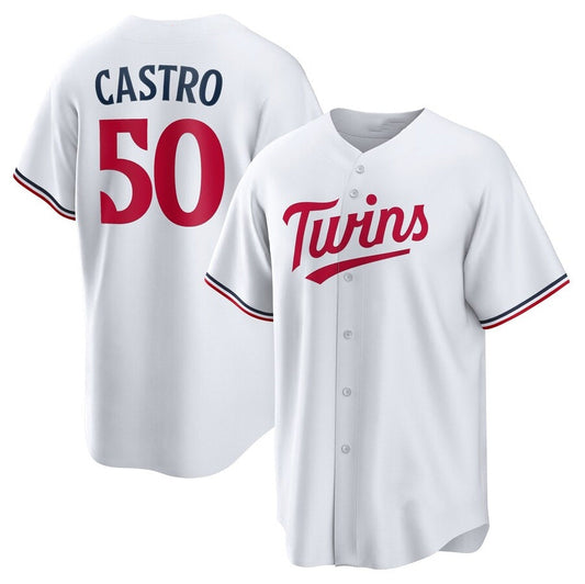 Minnesota Twins #50 Willi Castro Home Replica Jersey - White Stitched Baseball Jersey