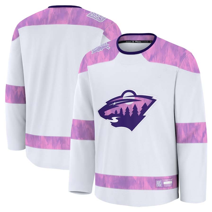 M.Wild Fanatics 2024 Hockey Fights Cancer Practice Jersey - White Stitched American Hockey Jerseys CustomName
