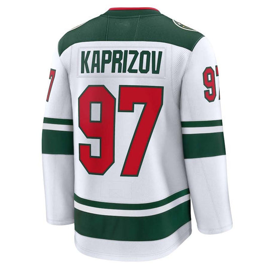 M.Wild #97 Kirill Kaprizov Fanatics Away Premium Jersey - White Stitched American Hockey Jerseys CustomName