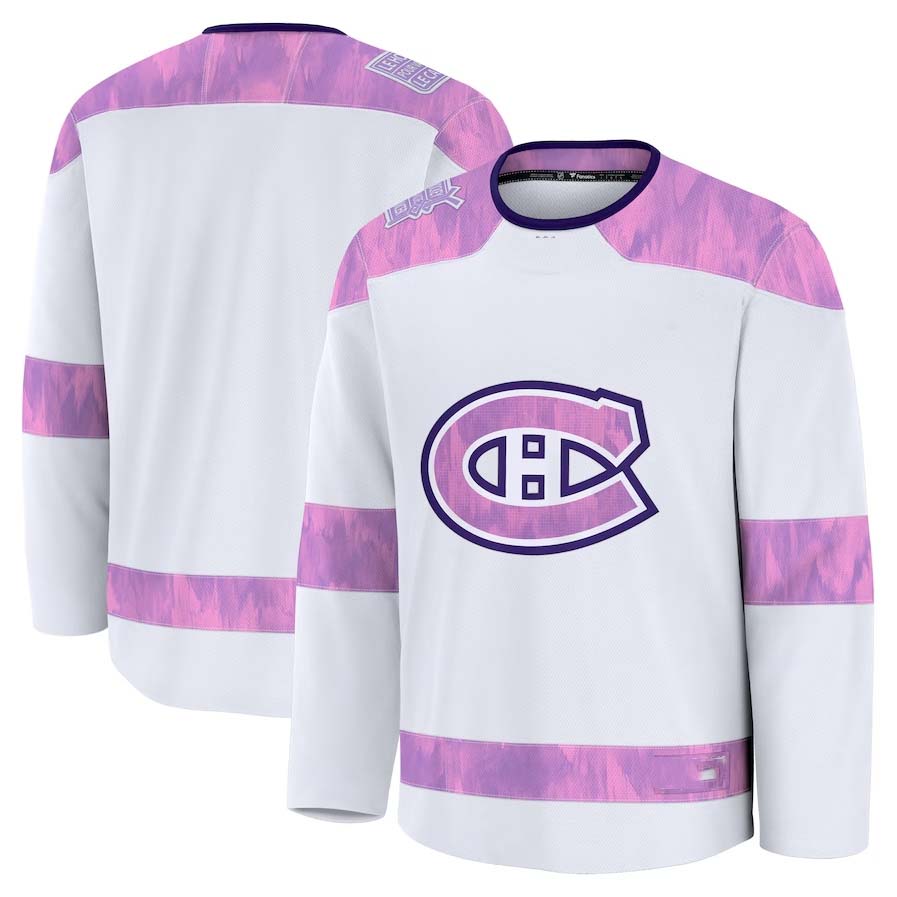 M.Canadiens Fanatics 2024 Hockey Fights Cancer Practice Jersey - White Stitched American Hockey Jerseys CustomName