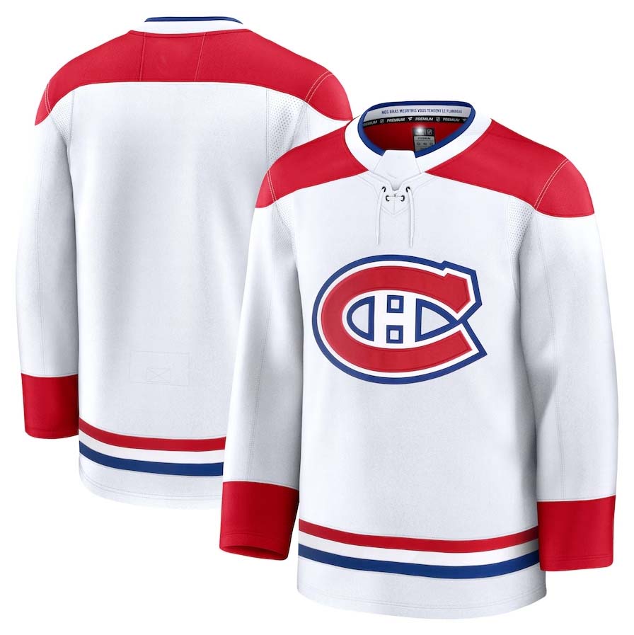 M.Canadiens Fanatics Away Premium Jersey - White Stitched American Hockey Jerseys CustomName