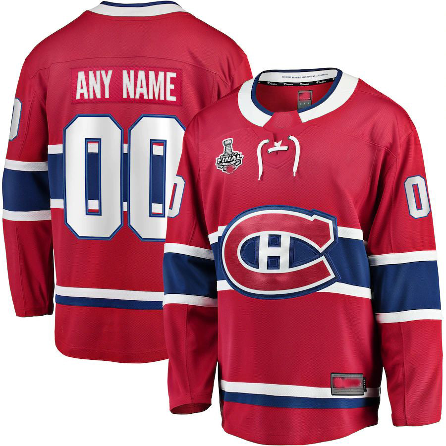 Custom M.Canadiens Fanatics Branded Home 2021 Stanley Cup Final Bound Breakaway Jersey Red Stitched American Hockey Jerseys CustomName